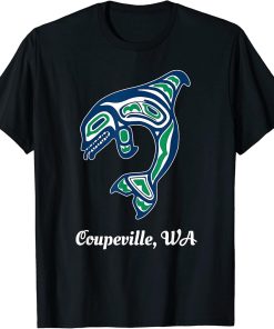 Blue Green Native American Coupeville WA Orca Killer Whale T-Shirt