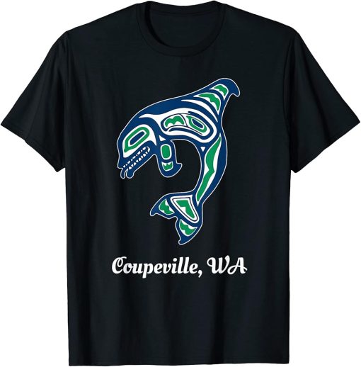 Blue Green Native American Coupeville WA Orca Killer Whale T-Shirt