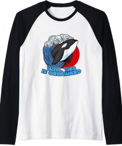 Funny Pun Orca Whale Graphic Well, This Is Orcaward Raglan Baseball Tee