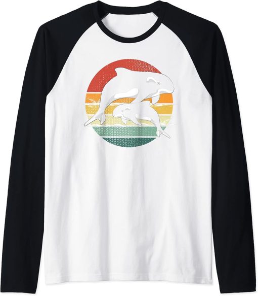 Sea Aquarist Ocean Animal Orca Lover Gift Retro Killer Whale Raglan Baseball Tee