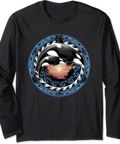 Orcas Polynesian Hawaiian Whale Cute Orca Long Sleeve T-Shirt