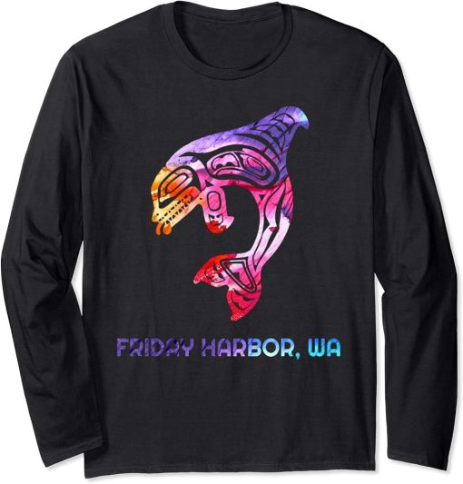 Harbor Friday WA Native American Orca Killer Whale Long Sleeve T-Shirt