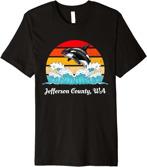 Vintage Jefferson County WA Distressed Orca Killer Whale Art Premium T-Shirt