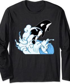 Whale Lover Animal Ocean Killer Whale Waves Orca Long Sleeve T-Shirt