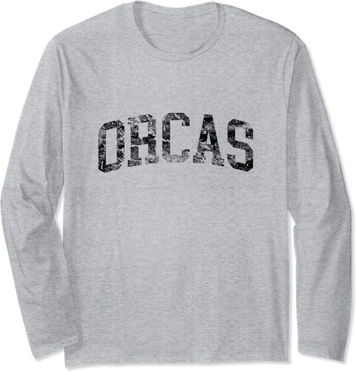 Orcas Vintage Arch Logo University Sports Style Long Sleeve T-Shirt