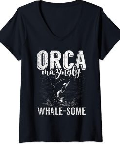 Womens Whales Watch Dolphin Pottwhal Funny Saying Orca Whale V-Neck T-Shirt